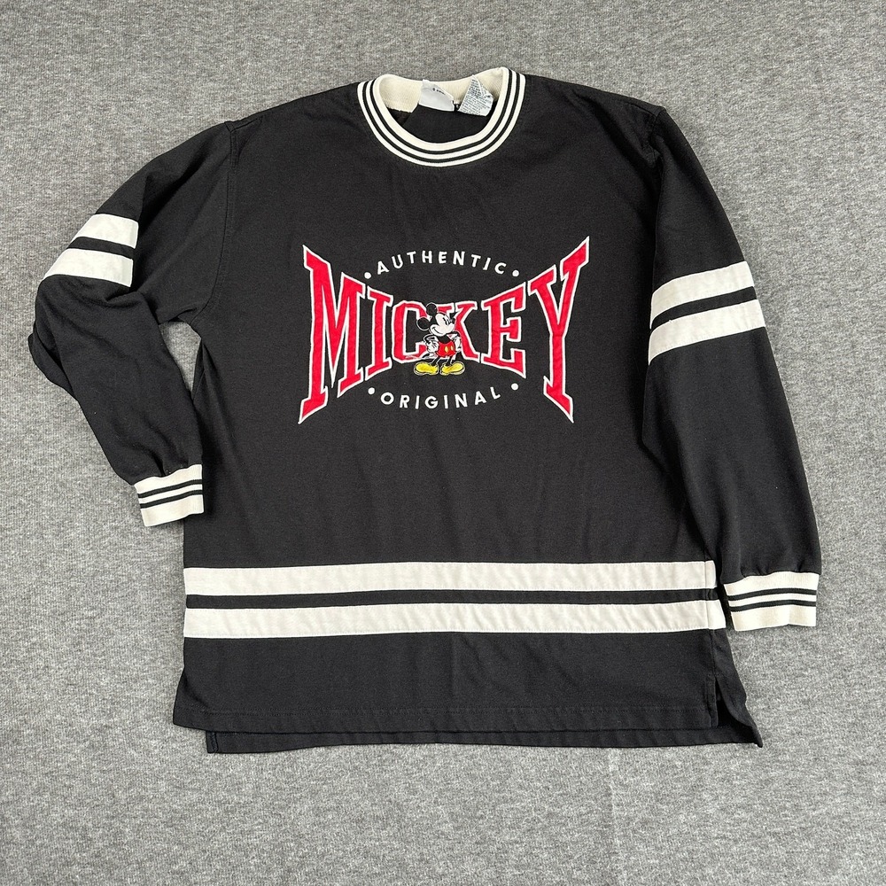 Mickey & Co Shirt Size L Mickey Mouse Hokey Jersey Vintage 90s Embroidered